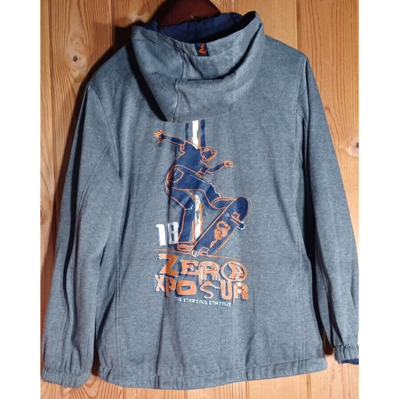 ZERO XPOSUR Hooded Skateboarding Jacket Design on back Men's Large Reversible - Picture 4 of 4